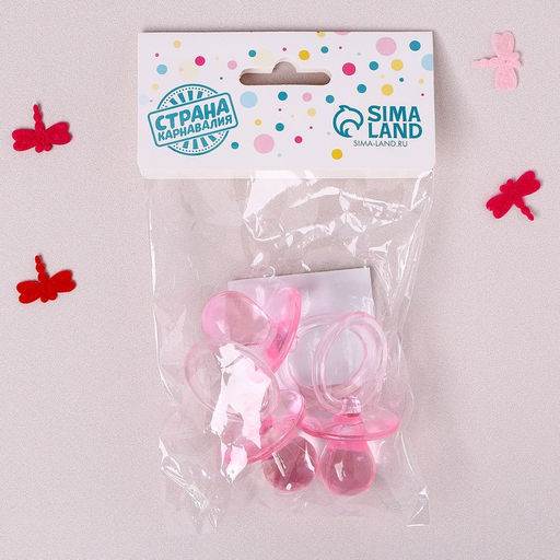 Цена за 2 шт. Топпер для торта «Пустышка», 6 см, набор 3 шт., розовый