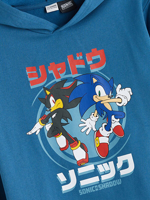 Kap??onlu Sonic Bask?l? Erkek ?ocuk Sweatshirt