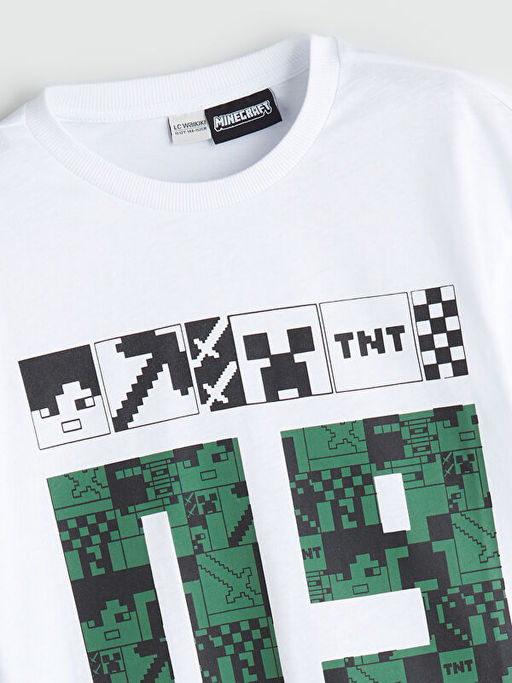 Bisiklet Yaka Minecraft Bask?l? Erkek ?ocuk Ti??rt