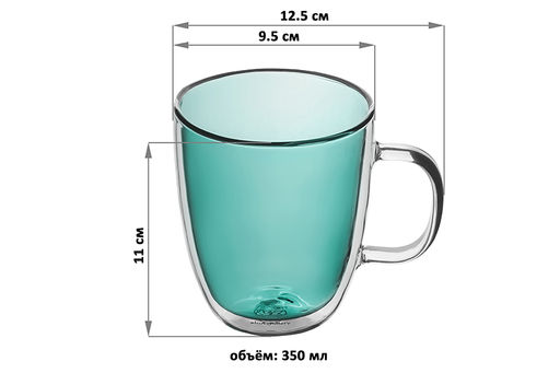 Набор 2 кружек 350 мл 12,5*9,5*11 см Crystal glass зеленый - Elan gallery фото 2