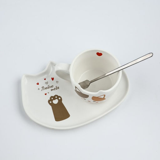 Чайная пара Люблю тебя: кружка 200 мл, блюдце, ложка