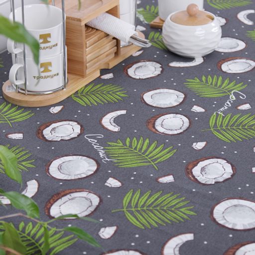 Скатерть декоративная Радушная хозяйка 145х145, рогожка, 100 % хлопок, Кокосы серый - Традиция фото 6