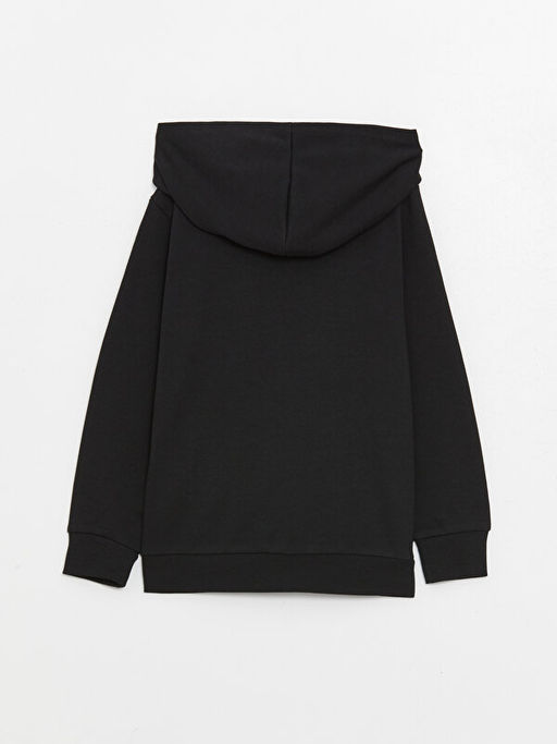 Kap??onlu Basic Uzun Kollu K?z ?ocuk Fermuarl? Sweatshirt