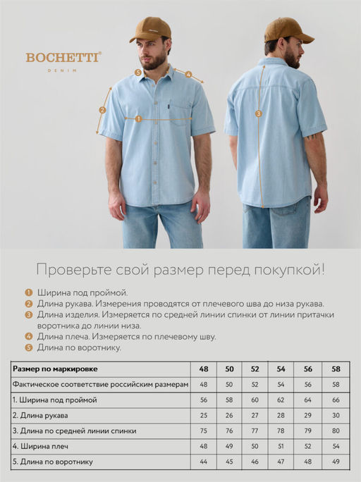 Рубашка мужская джинсовая голубая