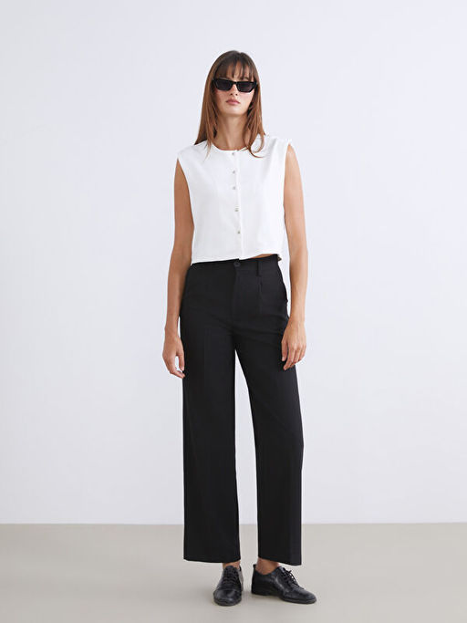 Loose Fit Kad?n Pileli Pantolon