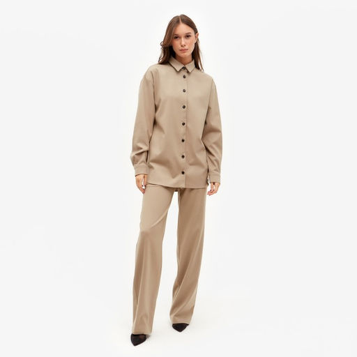 Костюм женский (рубашка, брюки) MINAKU: Casual Collection, бежевый, размер 48