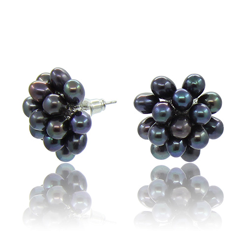 Серьги Гроздь-мини жемчуг черный 5мм - Agat77 фото 2