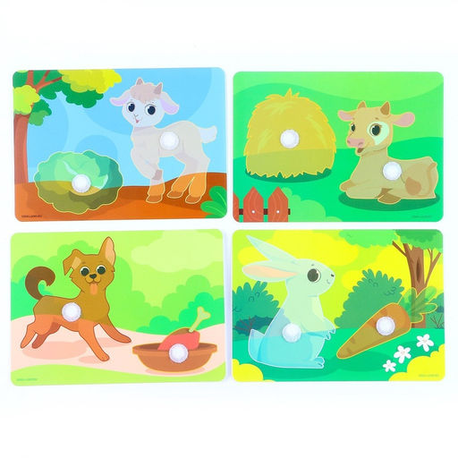 Цена за 2 шт. Развивающая игра на липучках «Изучаем животных. Кто что ест?»