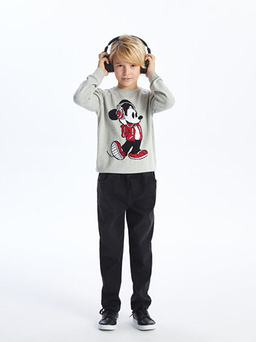 Bisiklet Yaka Mickey Mouse Desenli Uzun Kollu Erkek ?ocuk Triko Kazak - Waikiki фото 2
