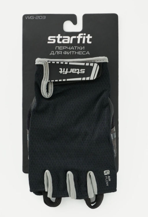 Перчатки для фитнеса STARFIT WG-203, черный/серый  фото 5