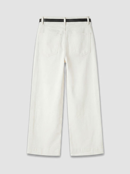 Beli Kemerli Wideleg Kad?n Jean Pantolon