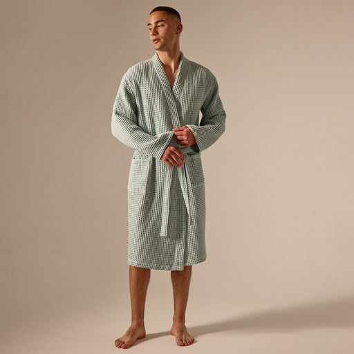 Халат вафельный мужской SL HOME: Boho «Аззура», размер L, хлопок 100%, бирюзовый