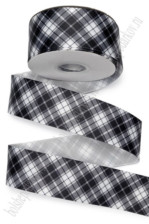 Лента репсовая 4 см*25 ярд с рисунком "Клетка" SF-7224, №180