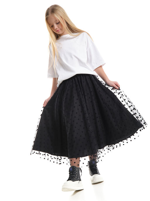 Юбка пачка длинная из фатина 22-7608 черный/зол. звезды - Mini maxi фото 41