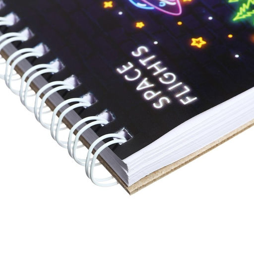 Скетчбук А6, 60 листов на гребне по короткой стороне В космосе, обложка мелованный картон, твёрдая подложка, блок 100 г/м - Calligrata фото 3