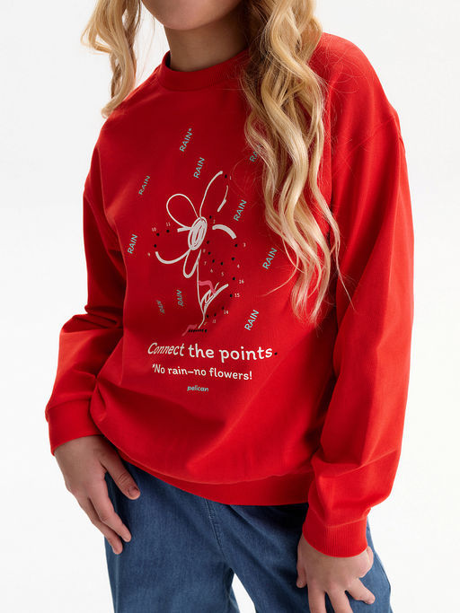 PELICAN, толстовка для девочек, Красный  фото 3