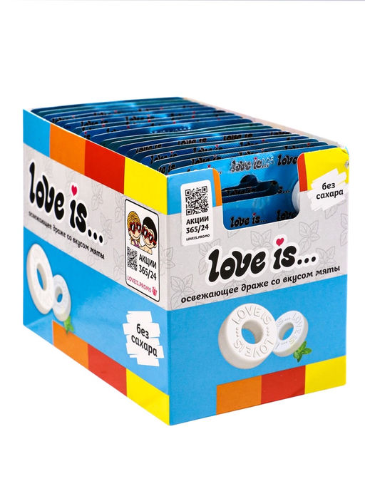 Цена за 3 шт. Освежающие конфеты Love is, в форме кольца, со вкусом мяты в блистере, 16.5 г