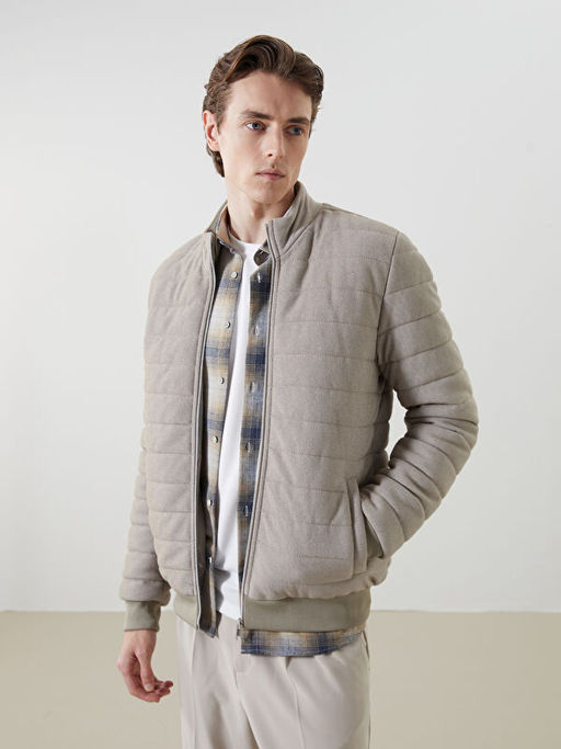 Slim Fit Dik Yaka Erkek Mont