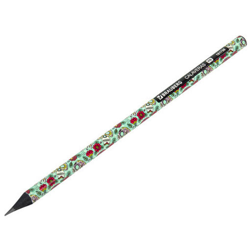 Цена за 4шт. Карандаш чернографитный BRAUBERG "CALAVERAS", 1 шт., HB, корпус ассорти