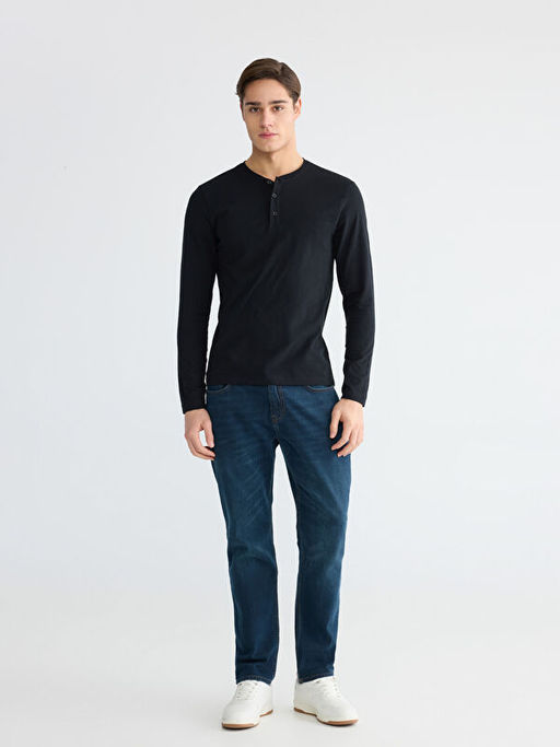 Bisiklet Yaka Uzun Kollu Erkek Pijama ?st