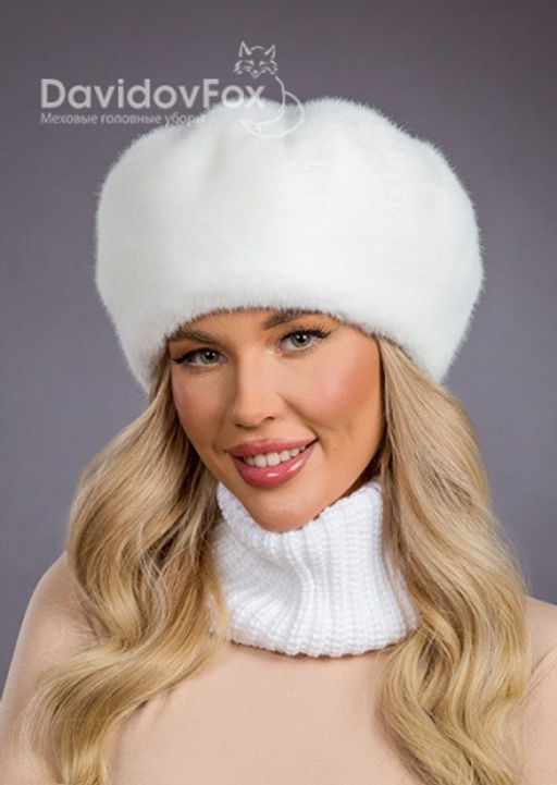 Шапка Берет экомех белый