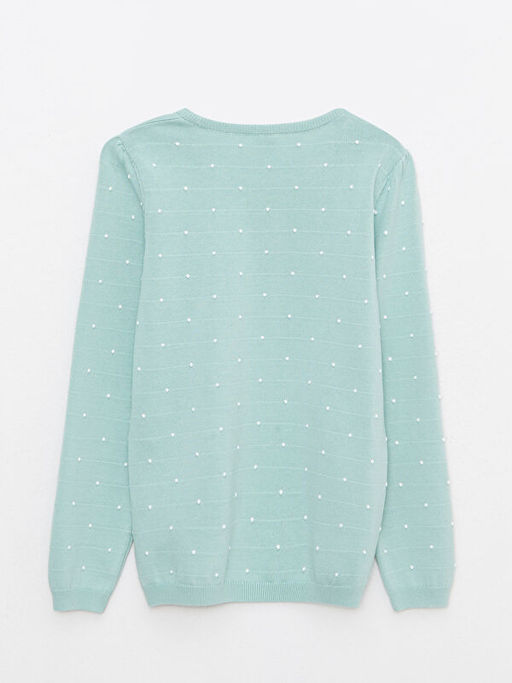 Bisiklet Yaka Puantiyeli Uzun Kollu K?z ?ocuk Triko Kazak - Waikiki фото 2