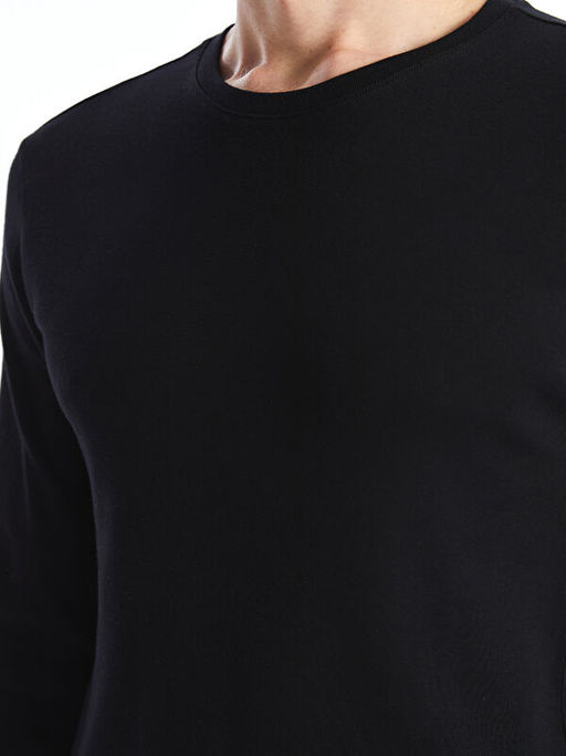 Bisiklet Yaka Uzun Kollu Penye Erkek Ti??rt