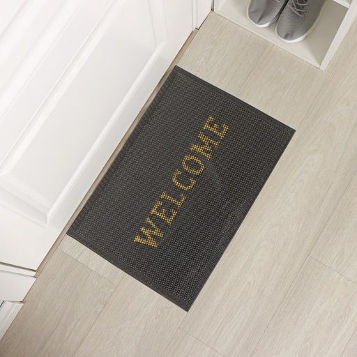 Коврик придверный грязезащитный Доляна «Welcome», с окантовкой, 38×58 см, цвет чёрный