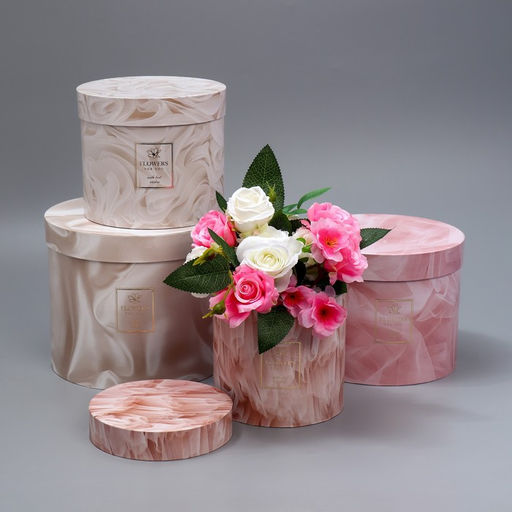 Набор шляпных коробок для цветов 4 в 1 Текстурный, 14 13 см - 20 17,5 см - Дарите счастье фото 4