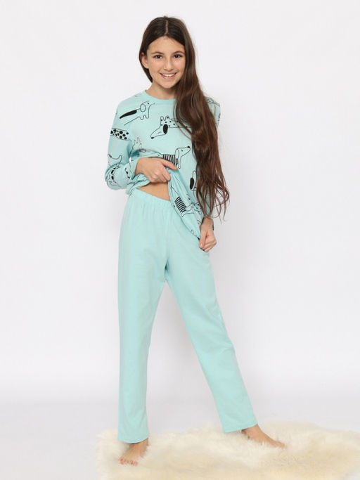 CRB wear/CSJG 50175-49 Пижама для девочки (джемпер, брюки),светло-бирюзовый/Ex.Cherubino  фото 5