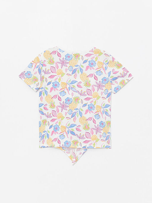 Bisiklet Yaka Bask?l? K?sa Kollu K?z ?ocuk Ti??rt - Waikiki фото 2