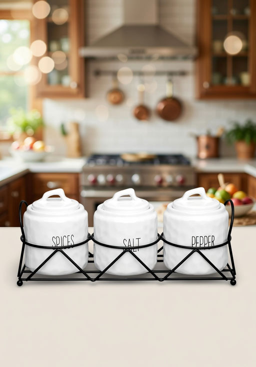 НАБОР БАНОК ДЛЯ СЫПУЧИХ ПРОДУКТОВ КОЛЛЕКЦИЯ KITCHEN НА ПОДСТАВКЕ 3 ШТ. 9*11 СМ - Lefard фото 5