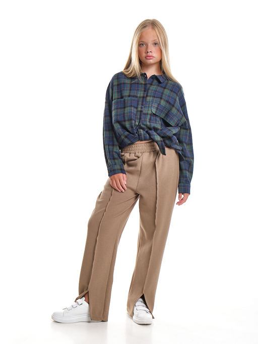 Брюки со строчкой для девочки 33-7499 хаки - Mini maxi фото 7