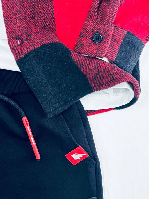 Брюки для мальчика штаны спортивные 22-0509 черный|красный - Mini maxi фото 7