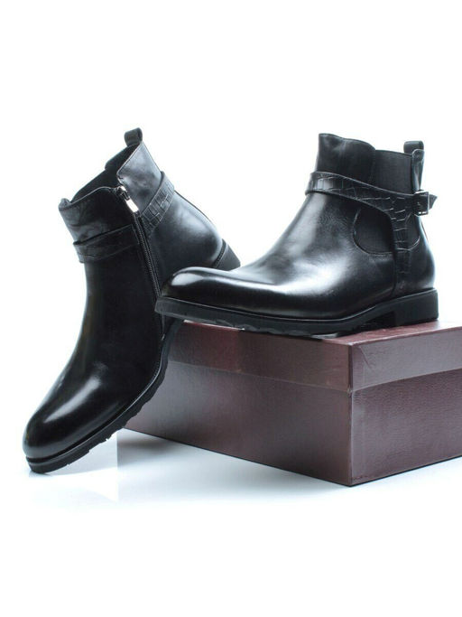 01-H9003-B82-SW3 BLACK Ботинки демисезонные мужские (натуральная кожа)