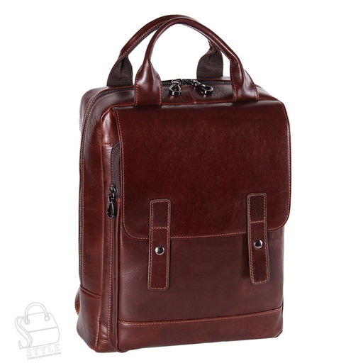 Рюкзак мужской кожаный 7320G brown Fuzhiniao в Новосибирске