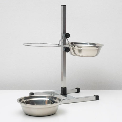 Подставка с мисками, 2 х 1,5 л, высота 50 см, разборная с верхним фиксатором, хром - Пижон фото 4