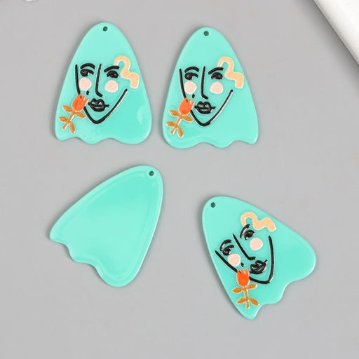 Цена за 4 шт. Декор для творчества акрил Девушка с тюльпаном. Абстракция, 0.2?3.1?4 см