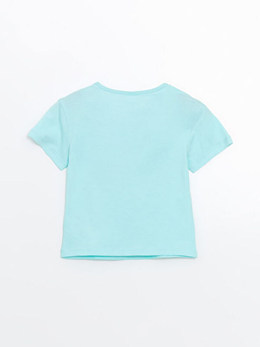 Bisiklet Yaka Bask?l? K?z ?ocuk Ti??rt