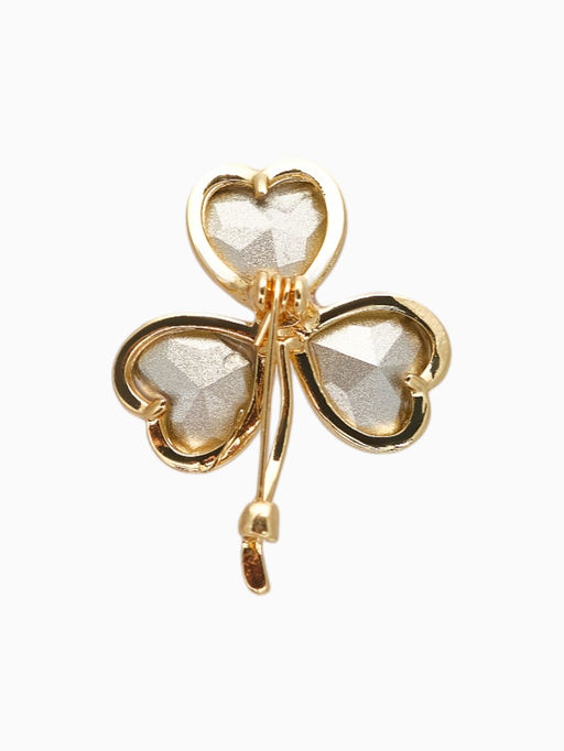 Брошь «Трехлистный клевер», разноцветный в золоте