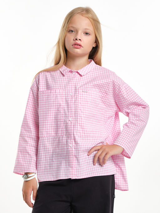 Рубашка в клетку для девочки UD 7956 роз.клетка - Mini maxi фото 6