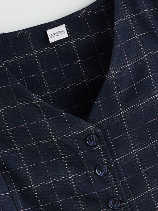 Ekose K?z ?ocuk Klasik Yelek