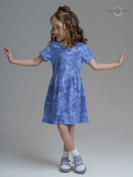 Платье Лето зайцы варенка синий