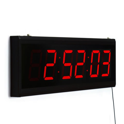 Часы настенные электронные «Соломон», 20×3×60 см, 10×5.8 см, USB, красная индикация, черные