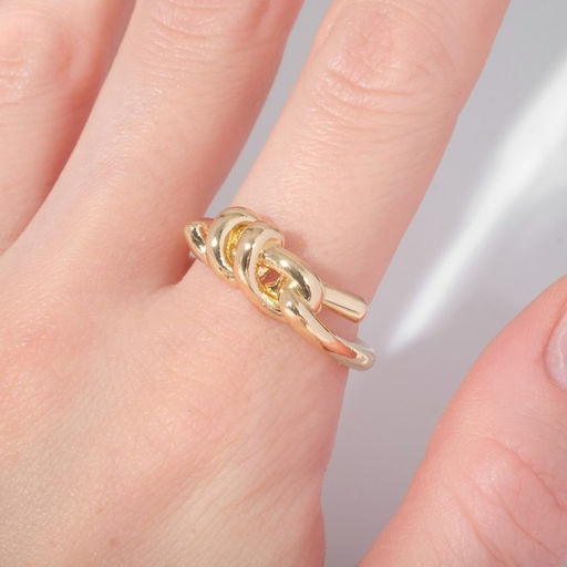 Кольцо «Узел» двойной, цвет золото, безразмерное