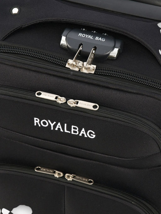 Чемодан на колёсах Royalbag маленький 46 л (S), на молнии, с увеличением, кодовый замок, 4 колеса, чёрный