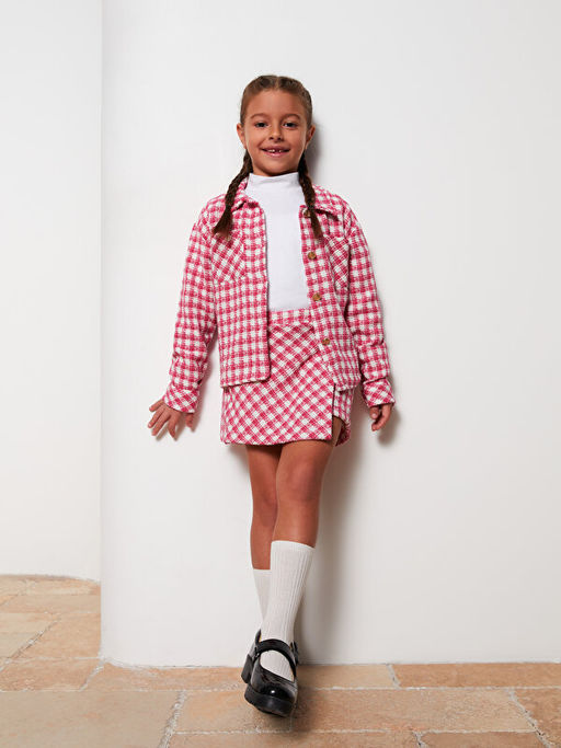 Ekose Uzun Kollu K?z ?ocuk G?mlek Ceket