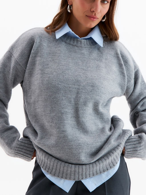 Джемпер женский MINAKU: Knitwear collection, светло-серый, размер 46-48  фото 23