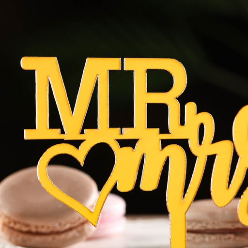 Цена за 5 шт. Топпер для торта Mr&Mrs, золото - Дарим Красиво фото 7