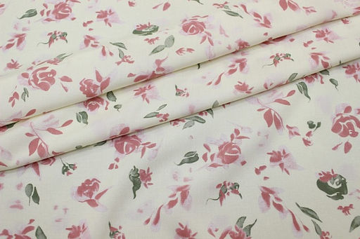 Штапель Пастельные розы на молочном, ш.1.45м, вискоза-100%, 100гр/м.кв - Купава фото 4